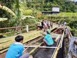 Gotong Royong Warga Bangun Jembatan Darurat Gunakan Bambu, Akses 2 Desa Terputus di Wonosobo
