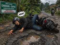 Lagi !!! Warga Graha Arradea Ciherang Terjatuh Dampak Kerusakan Jalan Raya Ciherang-Ciapus, Warga Desak Perbaikan Segera